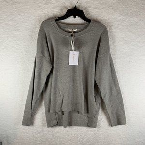 WAYF Kerry Henley‎ Sweater Womens Size Medium Gray Heather Print Side Slit 6421